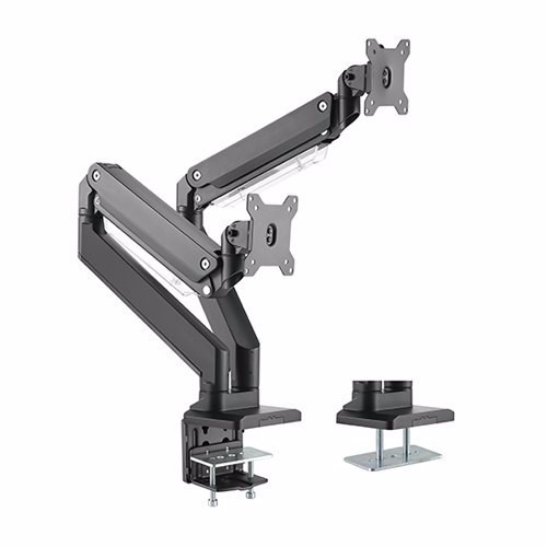 Brateck Dual Monitors Aluminum Heavy-Duty Gas Spring Monitor Arm Fit Most 17‘-35’ Monitors Up To 15KG Per Screen Vesa 75X75/100X100