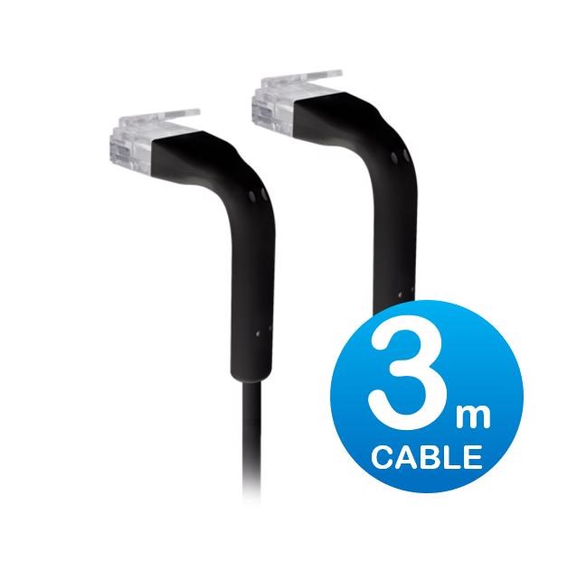 Ubiquiti UniFi Patch Cable 3M Black, Both End Bendable To 90 Degree, RJ45 Ethernet Cable, Cat6, Ultra-Thin 3MM Diameter U-Cable-Patch-3M-RJ45-BK