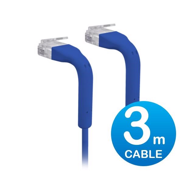 Ubiquiti UniFi Patch Cable 3M Blue, Both End Bendable To 90 Degree, RJ45 Ethernet Cable, Cat6, Ultra-Thin 3MM Diameter U-Cable-Patch-3M-RJ45-BL
