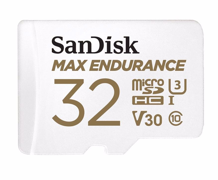 SanDisk 32GB Max Endurance microSDHC™ Card SQQVR 15,000 HRS Uhs-I C10 U3 V30 100MB/s R, 40MB/s W SD Adaptor 3Y