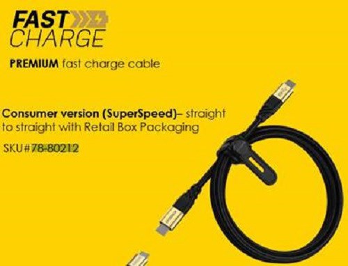 Otterbox Usb 3.2 Gen 1 Cable Straight-To-Straight Black Shimmer - Usb-C To Usb- C ( 78-80212 ) - Premium Fast Charge Cable