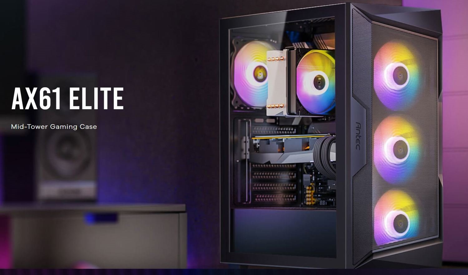 Antec Ax61 Elite Atx, 4X Argb 120MM Fans Included, Up To 8X 120MM. 360MM Radiator Front & 240MM Top, 32CM Gpu & 16CM Cpu, High Airflow Gaming Case