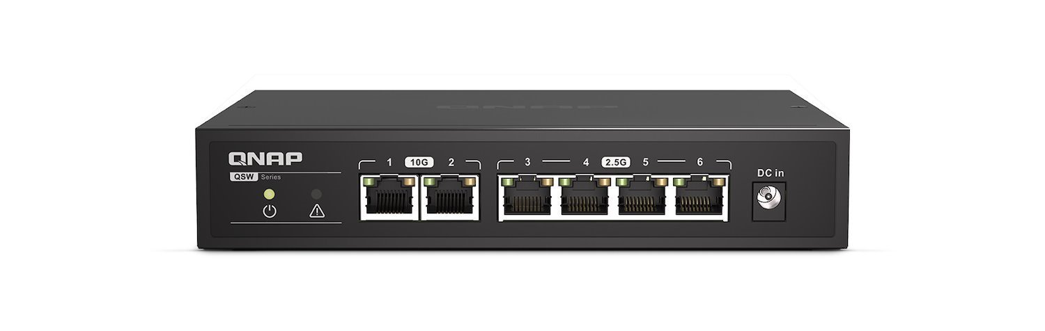 Qnap 6-Port Unmanaged Switch, 10GbE RJ45(2), 2.5GbE(4), 2YR WTY