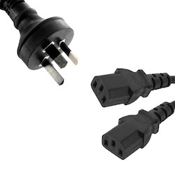 8Ware Power Cable From 3-Pin Au Male To 2 Iec C13 Female Plug In 1M