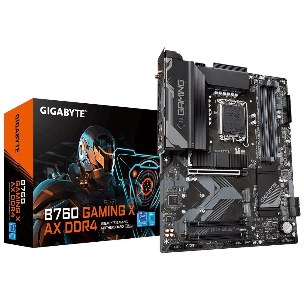 Gigabyte B760 Gaming X Ax DDR4 Intel Lga 1700 Atx Motherboard, 4X DDR4 ~128GB, 3X Pci-E X16, 3X M.2, 4X Sata, 3X Usb 3.2, 1X Usb-C, 5X Usb 2.0