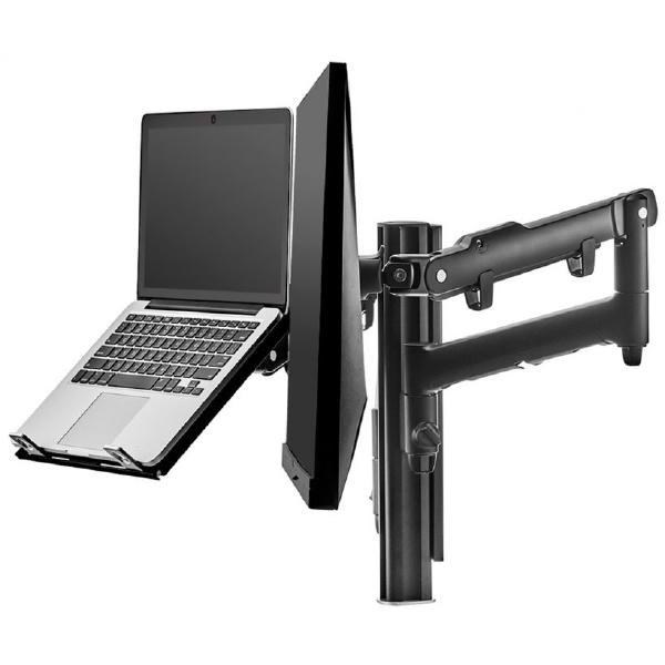 Atdec Awm Dual Monitor Arm Solution - Dynamic Arms - 135MM Post - Bolt - Black With A Note Book Tray