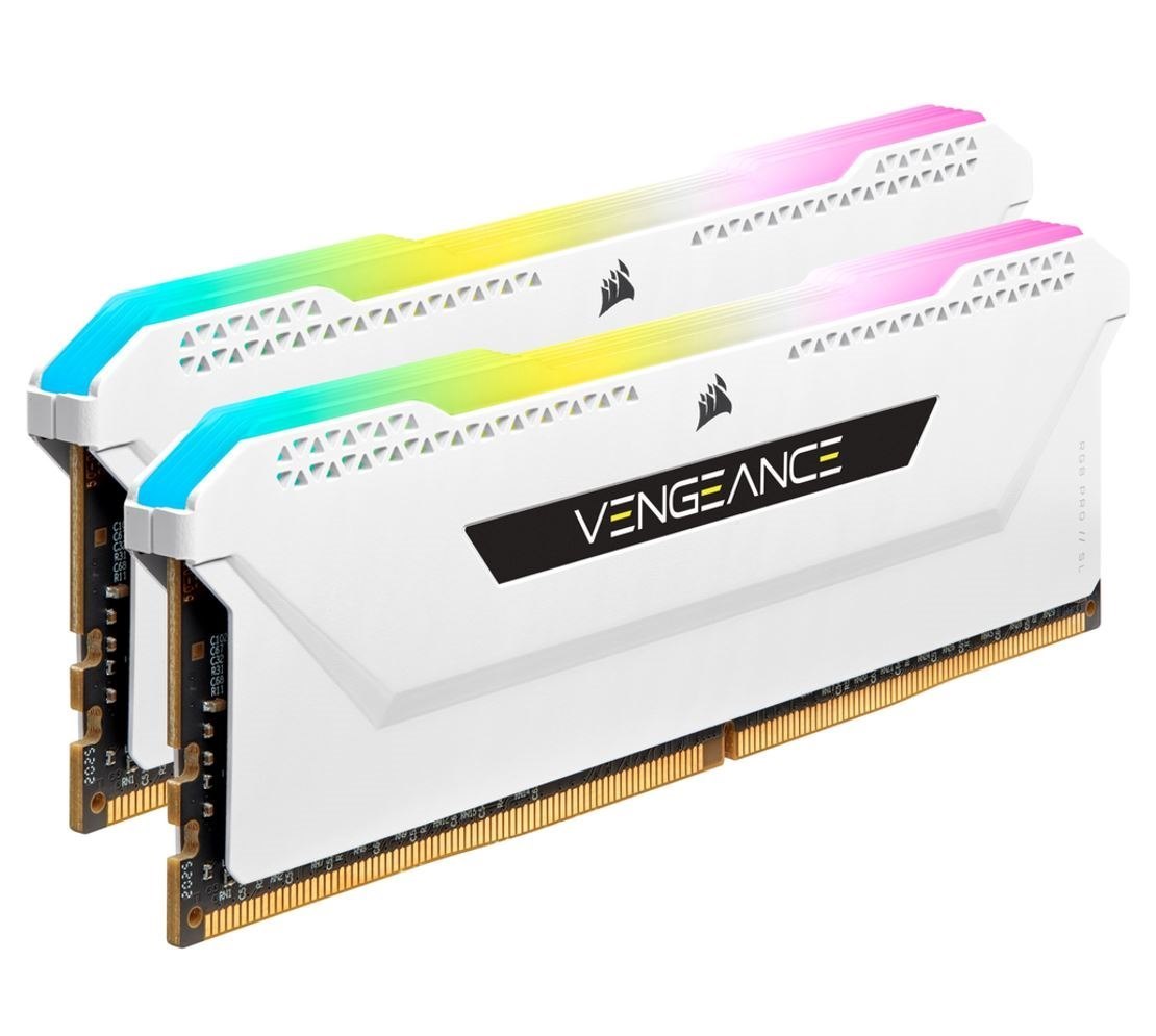 Corsair DDR4, 3600MHz 16GB 2x8GB Dimm, Unbuffered, 18-22-22-42, XMP 2.0, Vengeance RGB Pro SL White Heatspreader, RGB Led, 1.35V, For Amd Ryzen & Intel