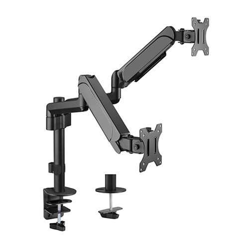 Brateck Dual Monitors Pole-Mounted Gas Spring Monitor Arm Fit Most 17'-32' Monitors Up To 9KG Per Screen Vesa 75X75/100X100