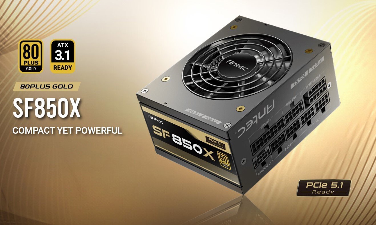 Antec SFX 850W 80+ Gold, Fully-Modular, Atx 3.1, Pci-E 5.1, 92MM Silent Fan, Japanese Caps, Zero RPM, Compact Power Supply, Psu,7 Years Warranty 2024