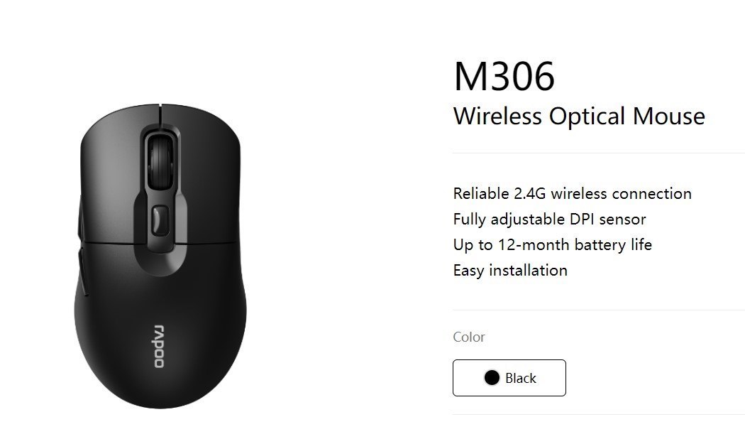 Rapoo M306 2.4 Wireless Optical Mice With Side FWD And Back Buttons. 12 Months Long Battery Life, Easy Installation. Adjustable Dpi 3200. Office Mice.