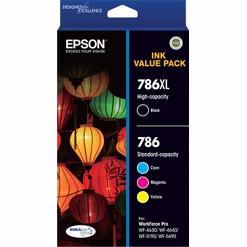 Epson 786XL BLK 3CLR STD Capacity Value Pack To Suit WF-4630/ WF-4640