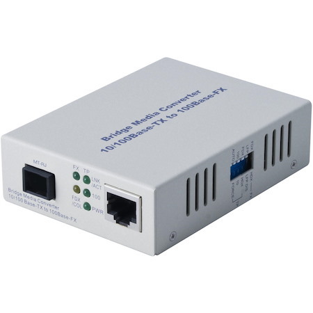 Alloy 100Mbps Standalone/Rackmount Media Converter 100Base-TX (RJ-45) To 100Base-FX (MT-RJ), 2Km