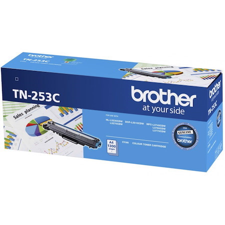 Brother TN-253C Cyan Toner Cartridge To Suit - HL-3230CDW/3270CDW/DCP-L3015CDW/MFC-L3745CDW/L3750CDW/L3770CDW (1,300 Pages)