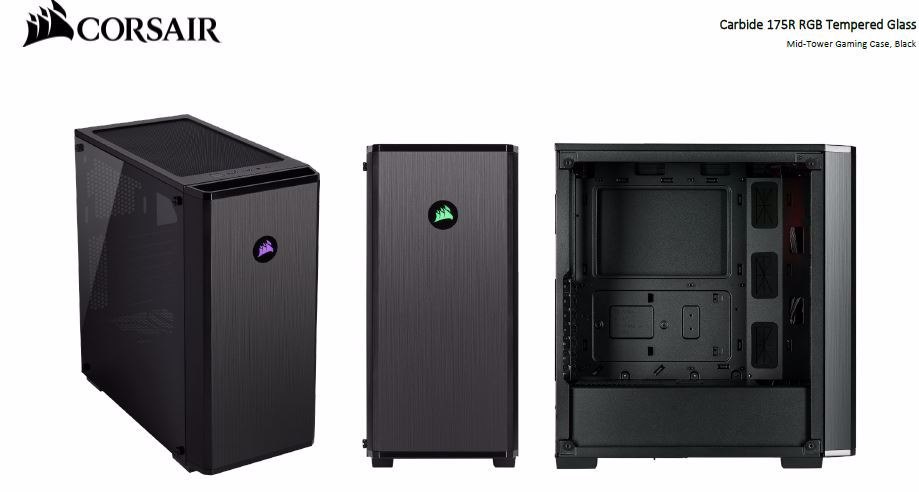 Corsair Carbide 175R RGB Computer Case - ATX Motherboard Supported - Mid-tower - Tempered Glass - Black