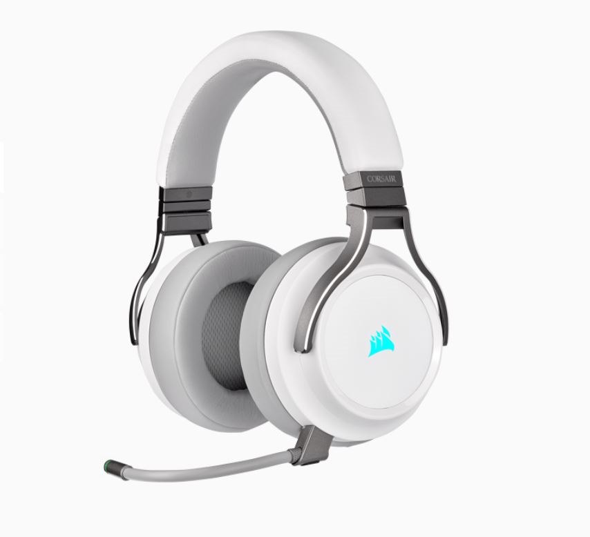 Corsair Virtuoso Wireless RGB White 7.1 Headset. High Fidelity Ultra Comfort, Supports Usb And 3.5MM Gaming Headset