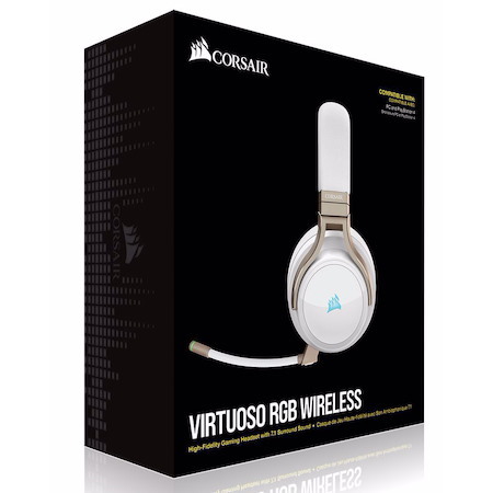 Corsair Virtuoso Wireless RGB Pearl 7.1 Headset. High Fidelity Ultra Comfort, Supports Usb And 3.5MM Gaming Headset