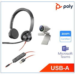 Polycom Poly Studio P5 And Blackwire 3325 Work From Home Bundle, Exceptional Camera Optics, Brilliant Colors, Auto Low-Light Compensation, High-Quality Audio