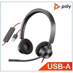 Polycom Plantronics/Poly Blackwire 3320 Headset, Standard, Usb-A, Stereo, Corded, Noise Canceling, SoundGuard, Intuitive Call Control, Foam Ear Cushion