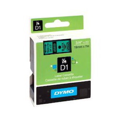 Dymo D1 Lable Cassette, 19MM X 7M - Black On Green