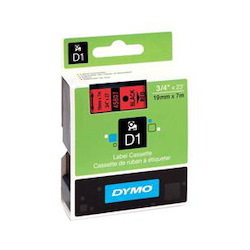 Dymo SD45807 D1 Label Cassette, 19MM X 7M - Black On Red