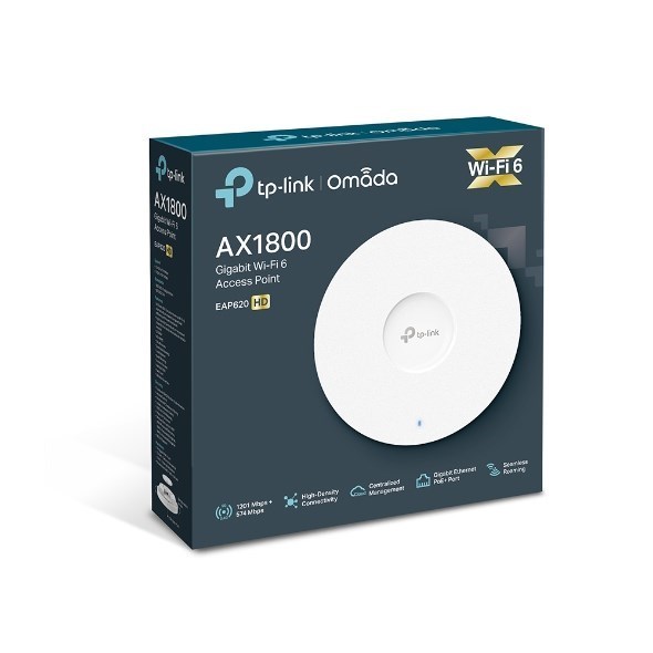 TP-Link Eap620 HD Omada Ax1800 Wireless Dual Band Ceiling Mount Access Point, 1201Mbps @ 5GHz , Ofdma, Mu-Mimo, QoS, Mountable