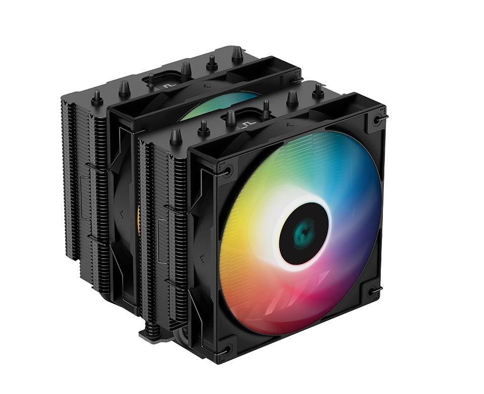 DeepCool Ag620 Black Argb Dual-Tower Cpu Cooler, 2X 120MM Fan, 6 Copper Heat Pipes, Intel LGA2066/2011-v3/2011/1700/1200/1151/1150/1155 Amd Am5/Am4