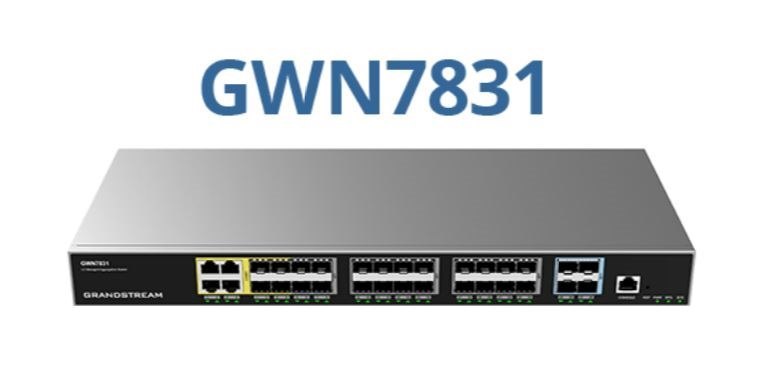 Grandstream GWN7831 Enterprise Layer 3 Managed Aggregation Switch, 20 X SFP, 4 X SFP/GigE Combo, 4 X SFP+, Redundant Psu