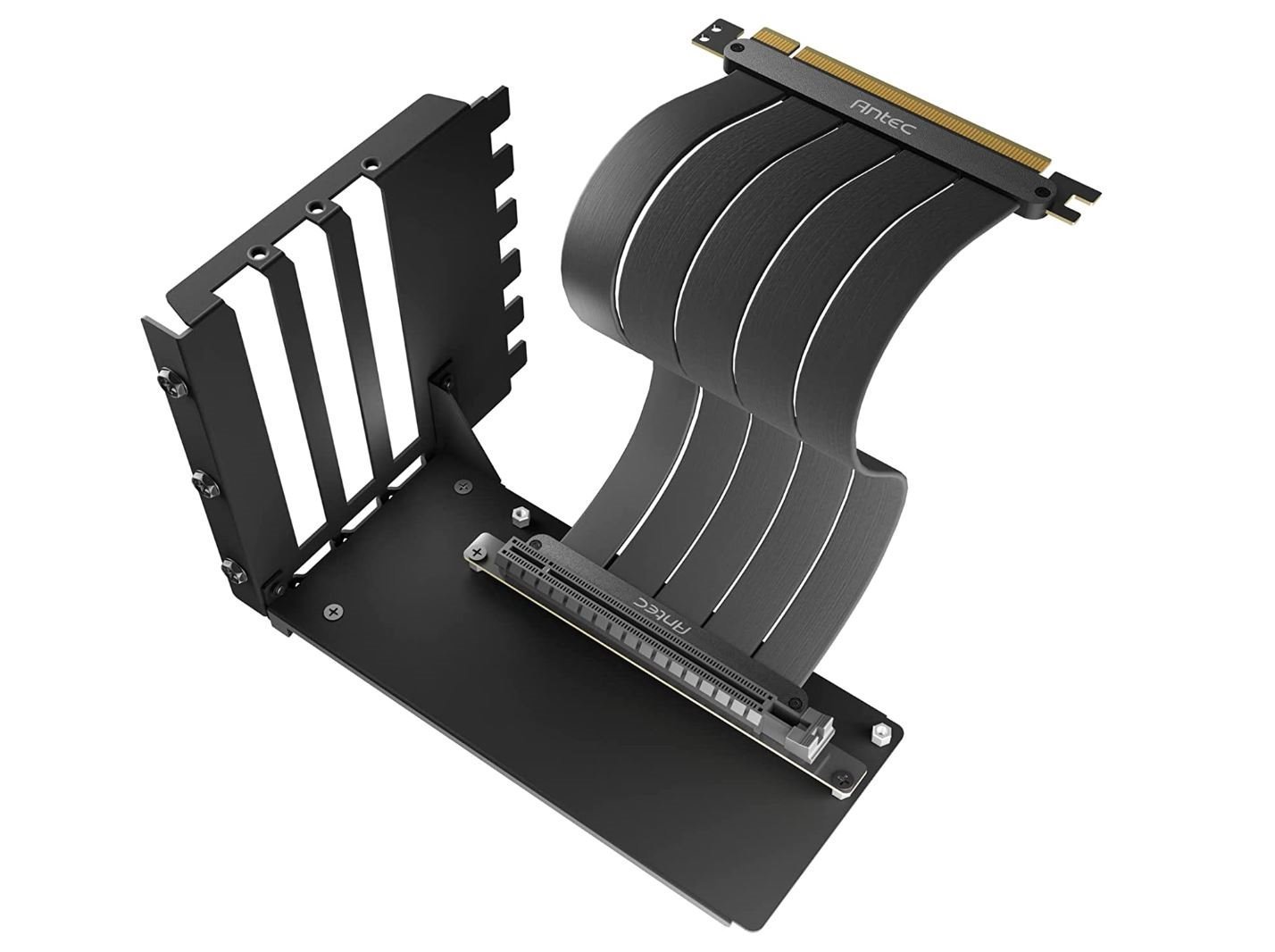 Antec Vertical Pci Bracket And Pci-E 4.0 Cable Kit (200MM) Black. Universal Support. Premium Gold Plated + 180 Degrees Ultra Flexible Cable