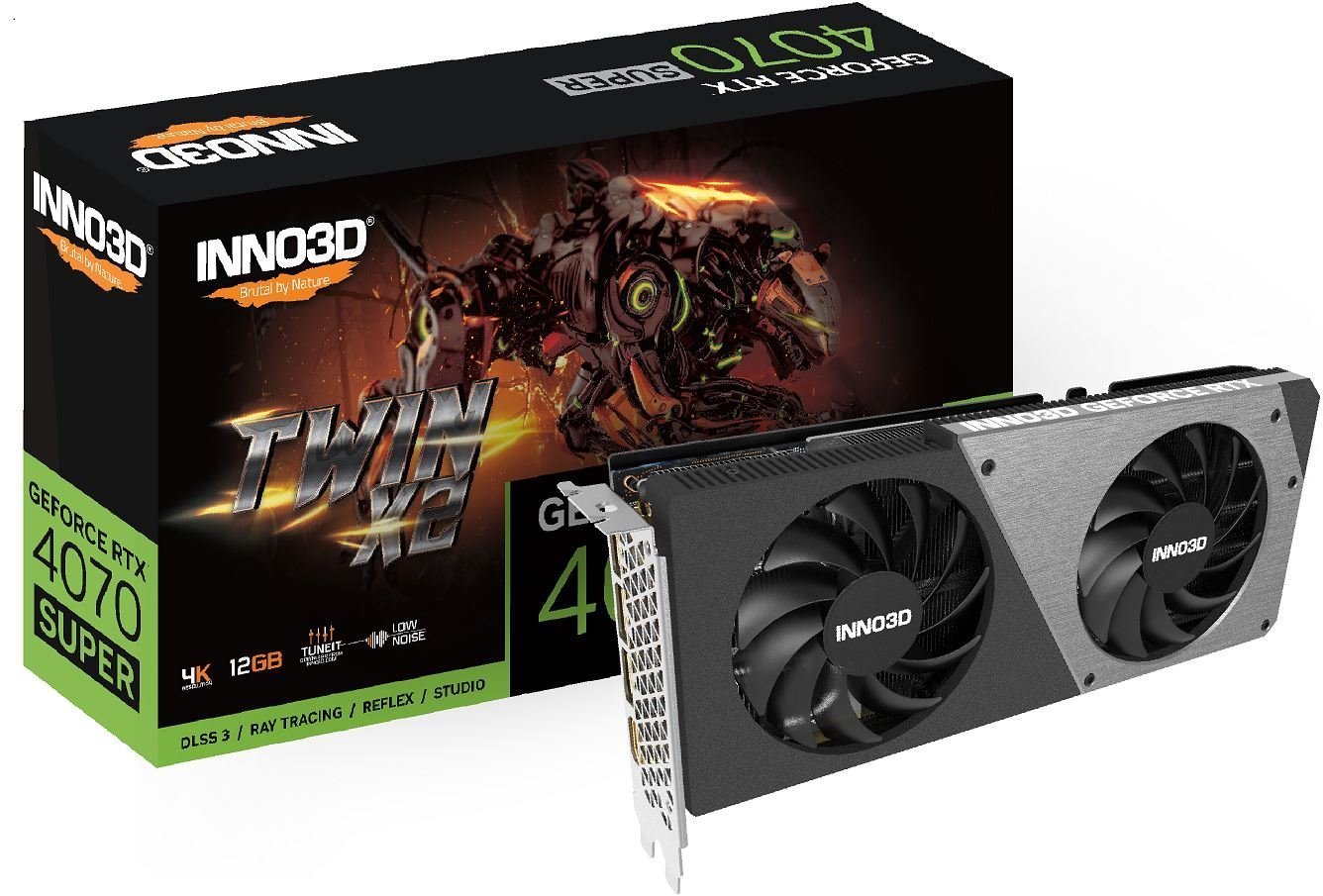 Inno3d nVidia GeForce RTX 4070 Super Twin X2 12GB GDDR6X, 2475 MHz Boost Clock, Ram 21 GBPS, 3X DP, 1xHDMI 250x118x42mmWars