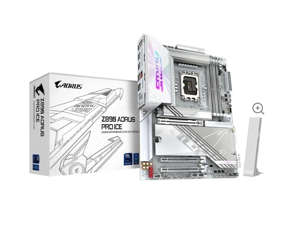 Gigabyte Z890 Aorus Pro Ice Intel Lga 1851 Atx Motherboard, 4X DDR5 ~256GB, 3X Pci-E X16, 4X M.2, 4X Sata, 5X Usb 3.2, 1X Usb-C, 4X Usb 2.0