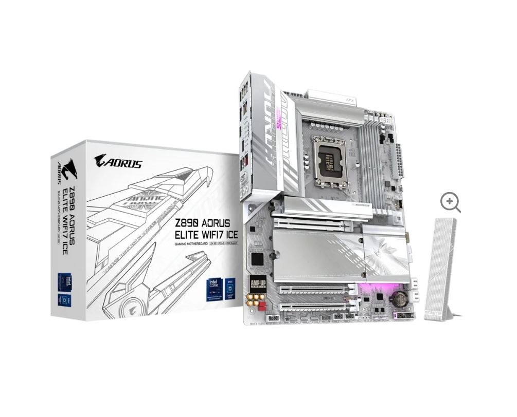 Gigabyte Z890 Aoruselite WF7 Ice Intel Lga 1851 Atx Motherboard, 4X DDR5 ~256GB, 3X Pci-E X16, 4X M.2, 4X Sata, 5X Usb 3.2, 1X Usb-C, 4X Usb 2.0