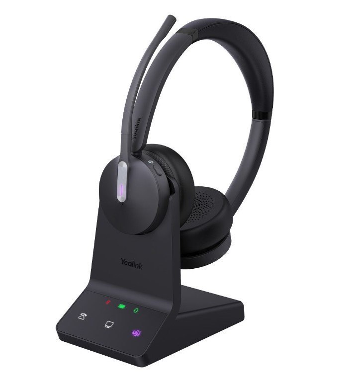 Yealink WH64 Dual Teams Dect Wireless Headset, Dect & Bluetooth Wireless, Busylight, 3-Mic Noise Cancellation, Charging Stands, Carrying Bag