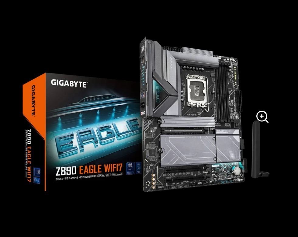 Gigabyte Z890 Eagle Wifi7 Intel Lga 1851 Atx Motherboard, 4X DDR5 ~256GB, 3X Pci-E X16, 4X M.2, 4X Sata, 5X Usb 3.2, 1X Usb-C, 4X Usb 2.0