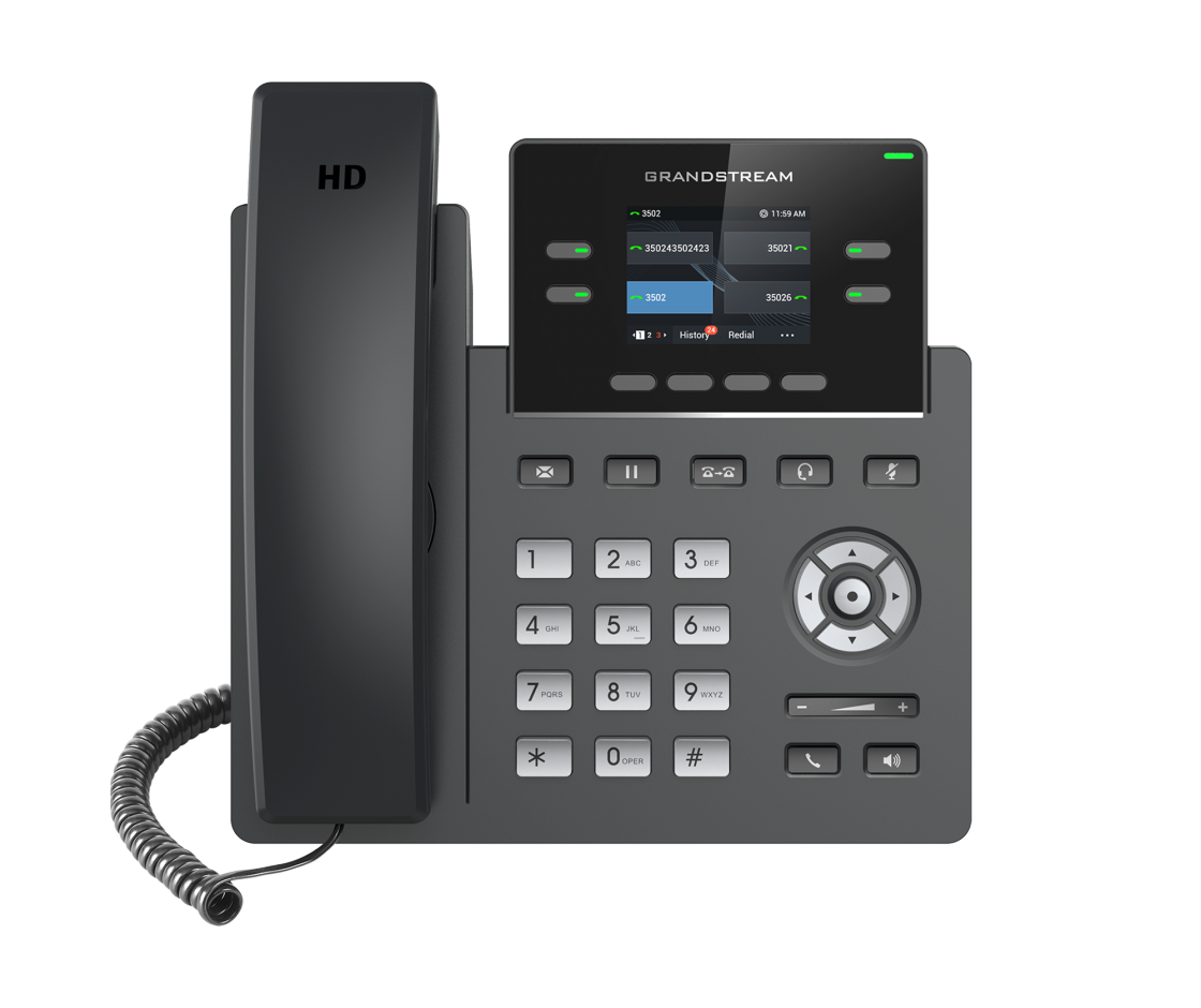 Grandstream GRP2612W 4 Line Ip Phone, 2 Sip Accounts, 320X240 Colour Screen, HD Audio, Inbuilt WiFi, Powerable Via Poe