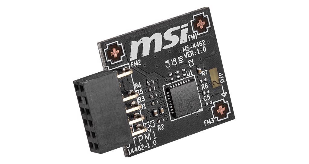 Msi TPM 2.0 Module (MS-4462) Spi Interface, 12-1 Pin, Supports Msi Intel 400 Series Motherboards And Msi Amd 500 Series Motherboards