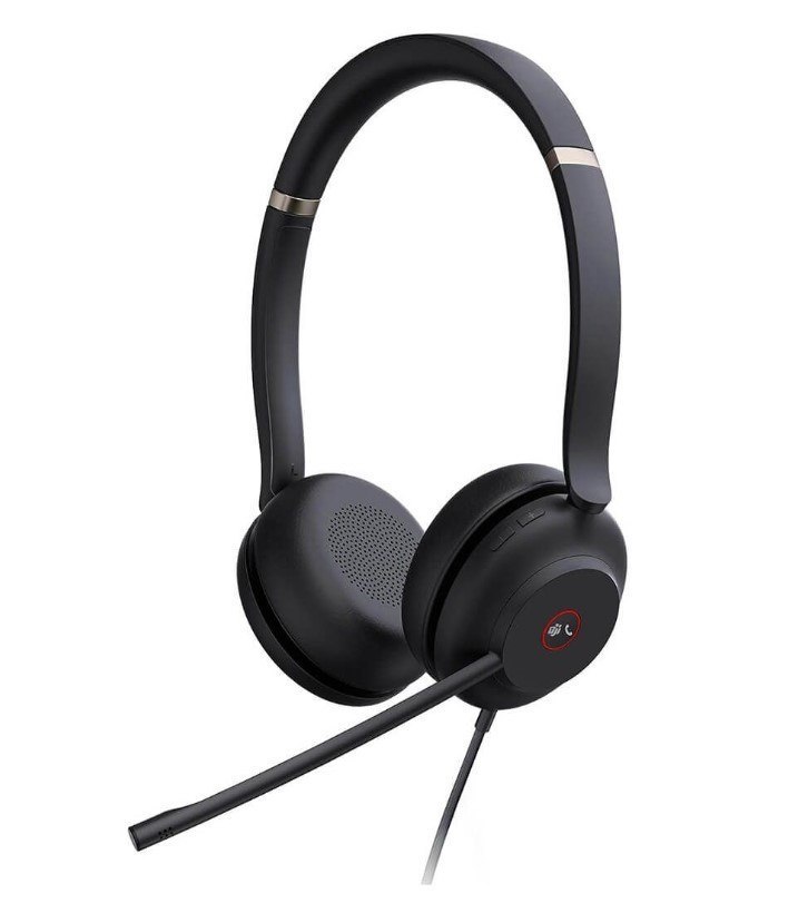 Yealink Wired (Uh37) Uc Stereo Headset,Noise Cancelling Mic,Leather, Usb-C ,C To A Adaptor