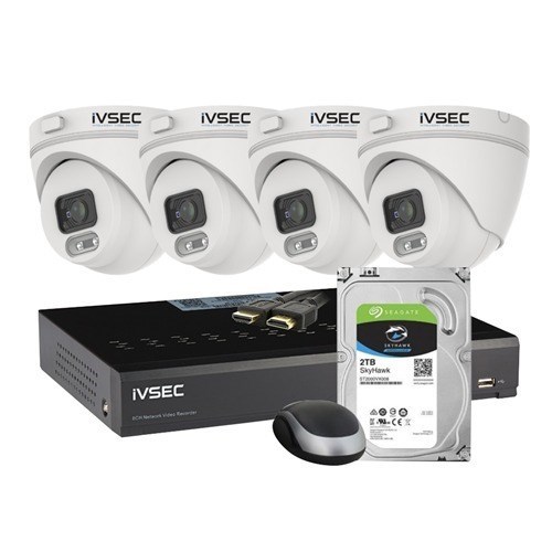 Ivsec LX Series Kit 4 X Nc000xa 4MP Ip Cam + Nr004xa-2Tb 4 X PoE NVR 4K, Basic Ivs