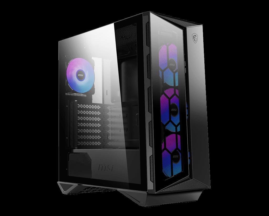 Msi MPG Gungnir 110R Mid-Tower Case, Supports Atx / M-Atx / Mini Itx, 2X Usb 3.2, 1X Usb-C, 1X HD Audio, 1X Mic, Atx Power Supply