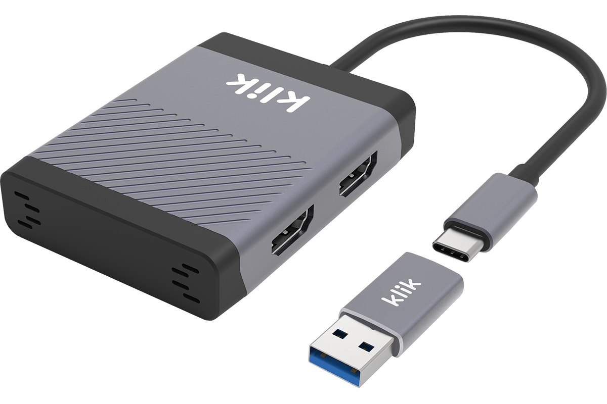 Klik Universal Usb-C DisplayLink Dual Hdmi Display Adapter