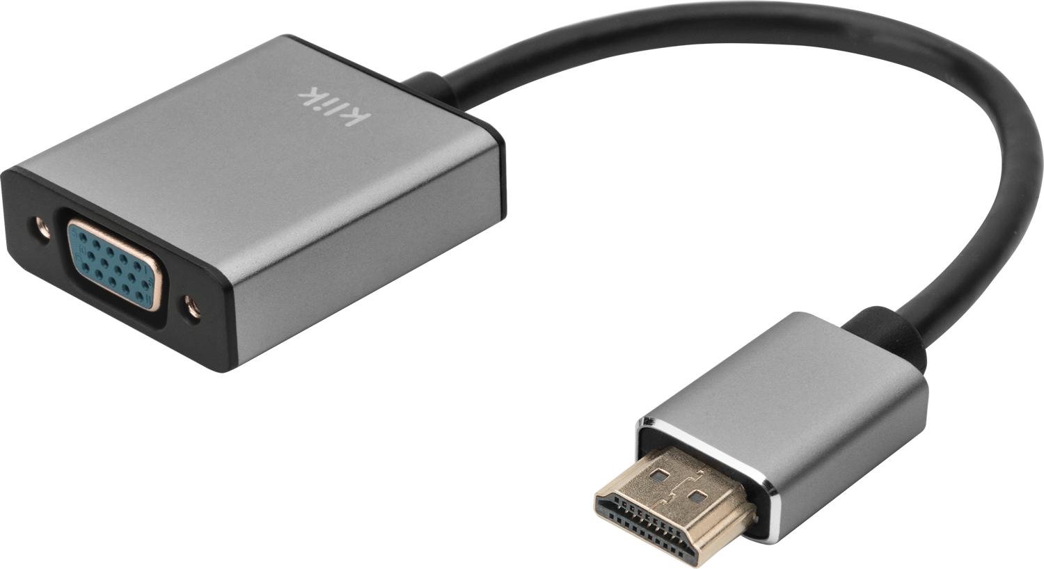 Klik Hdmi Male To Vga Female + 3.5MM Audio Adapter - Full HD 1920 X 1080