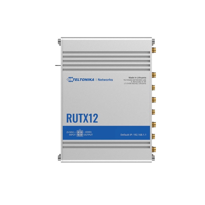 Teltonika | Rutx12 | Lte Cat6 Cellular IoT Dual Sim Router Gigabit 4 Ports With GNSS, Bluetooth Le And Load Balancing