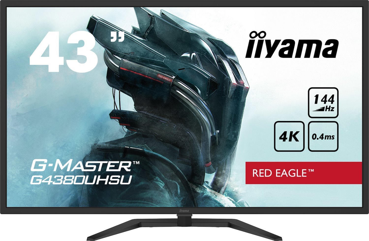 Iiyama G-Master Red Eagle G4380uhsu-B1 - Led Monitor - 43" (42.5" Viewable) - 3840 X 2160 4K Uhd (2160P) @ 144 HZ - Va - 550 CD/M� - 4000:1 - HDR400 - 0.4 MS - 2xHDMI, 2xDisplayPort - Speakers - Matte