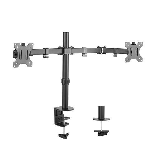 Brateck Dual Screens Economical Double Joint Articulating Steel Monitor Arm Fit Most 13’’-32’’ Monitors Up To 8KG Per Screen Vesa 75X75/100X10