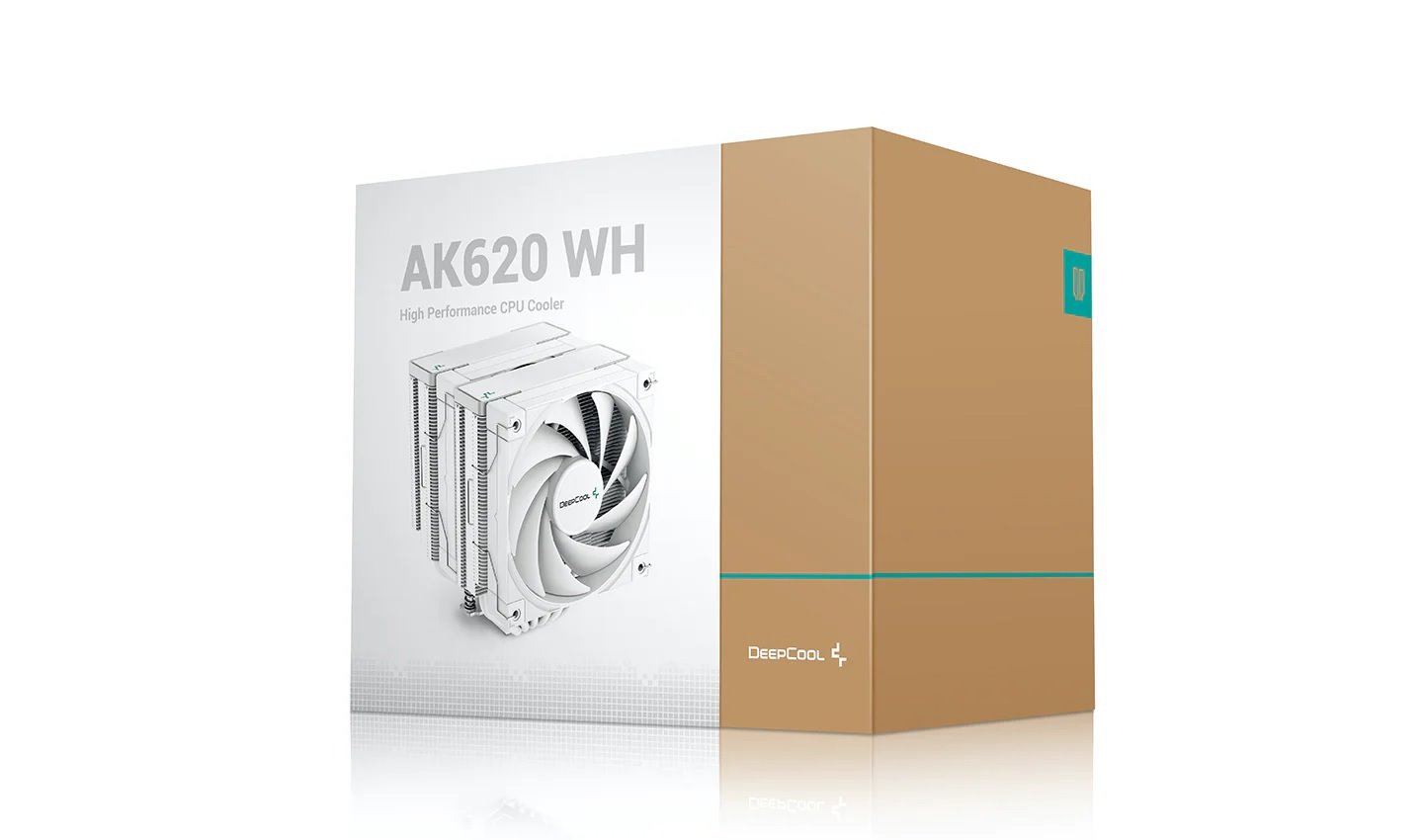 DeepCool Ak620 White Performance Dual Tower Cpu Cooler, (1700 Bracket Included) 6 Copper Heat Pipes, 2X 120 FDB Fans, LGA2066/2011-v3/1200/1511/1700