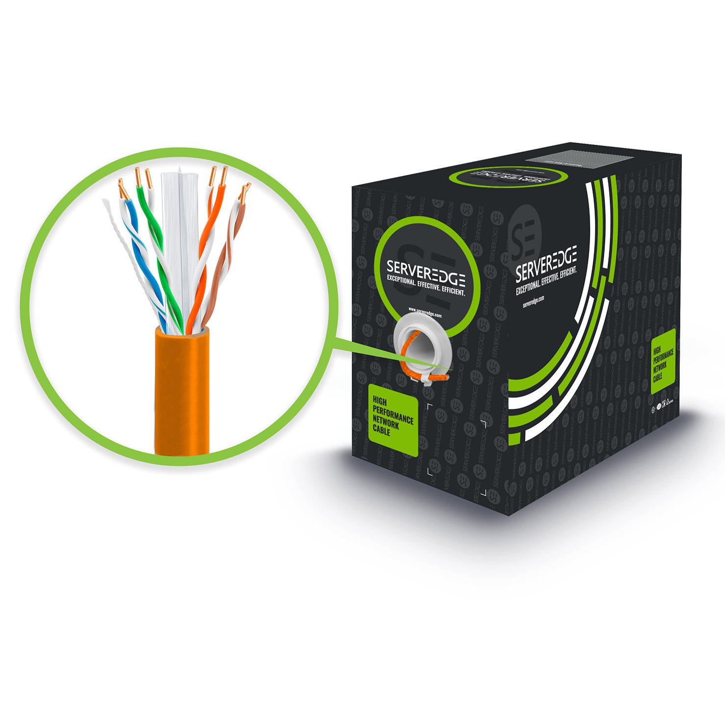 Serveredge Cat6 305M Network Cable - Utp Solid PVC 23Awg - Orange