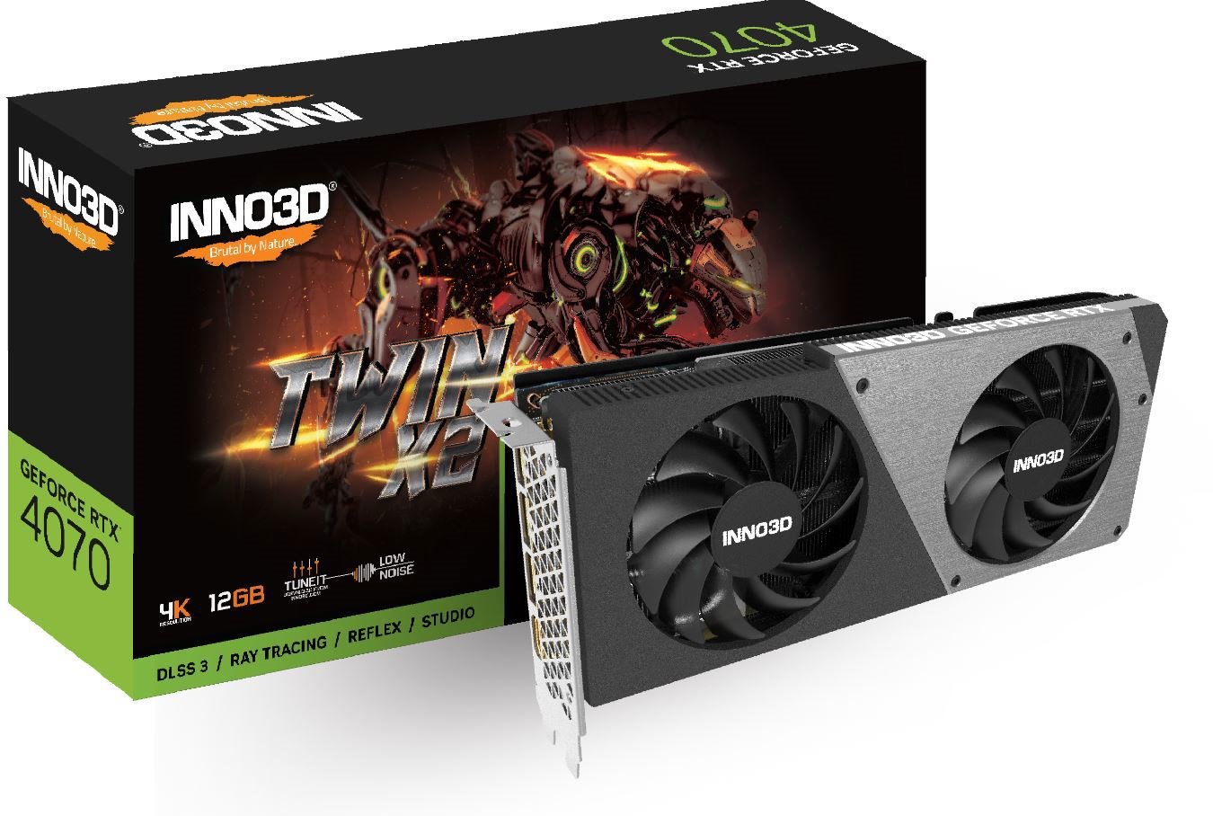 Inno3d GeForce RTX 4070 Twin X2 (2475MHz/ 21Gbps) / 12GB GDDR6X / 192-Bit / 3xDP+HDMI / Va52n /Ga1048852 (4070)