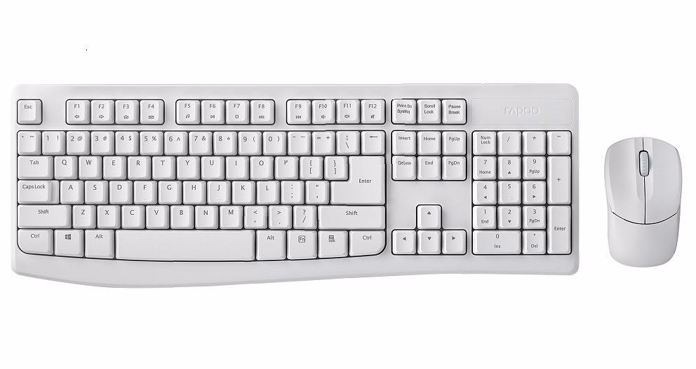 Rapoo X1800Pro Wireless Mouse & Keyboard Combo - 2.4G, 10M Range, Optical, Long Battery, Spill-Resistant Design,1000 Dpi, Nano Receiver, Entry (White)