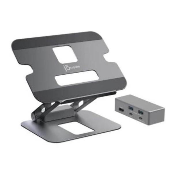 J5create JTS327 Multi-Angle Single 4K Hdmi Docking Laptop Stand With Usb-C Pass Through (Usb-C Dock W/ 4K Hdmi, 2 X Usb-A, Usb-C Host, Usb-C 100W PD)