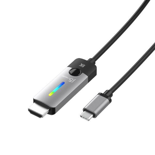 J5create JCC157 Usb-C To Hdmi 2.1 8K Cable (1.8M) - Windows / macOS / Chrome Os Compatible - RGB Light Indicator For Gaming Setups