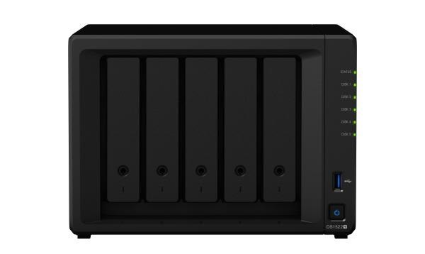 Synology DiskStation DS1522+ 5-Bay 3.5" Diskless 4xGbE Nas (Tower), Amd Ryzen R1600 Dual Core 2.6GHz,8GB RAM,2xUSB3,2x Esata, 3 YR WTY